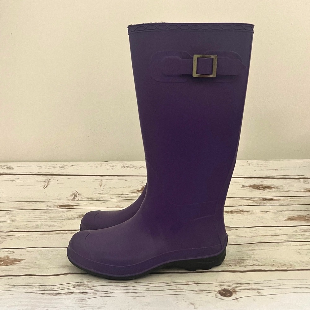 Kamik Rain Boots Purple Waterproof Tall Rubber Buckle Size 6
